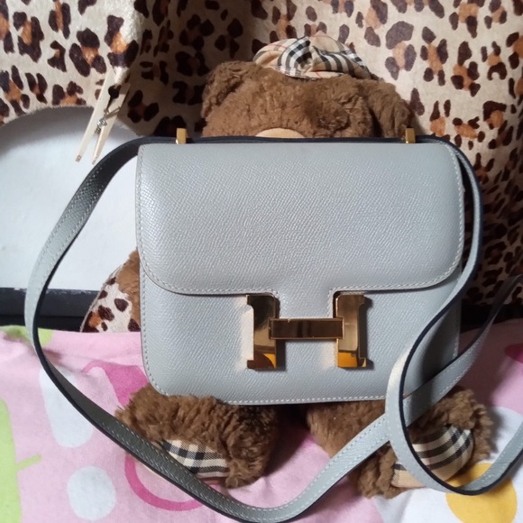 Hermes constance cross body Handbags - Hermes  Gray Crossbody Bag with Gold Accents